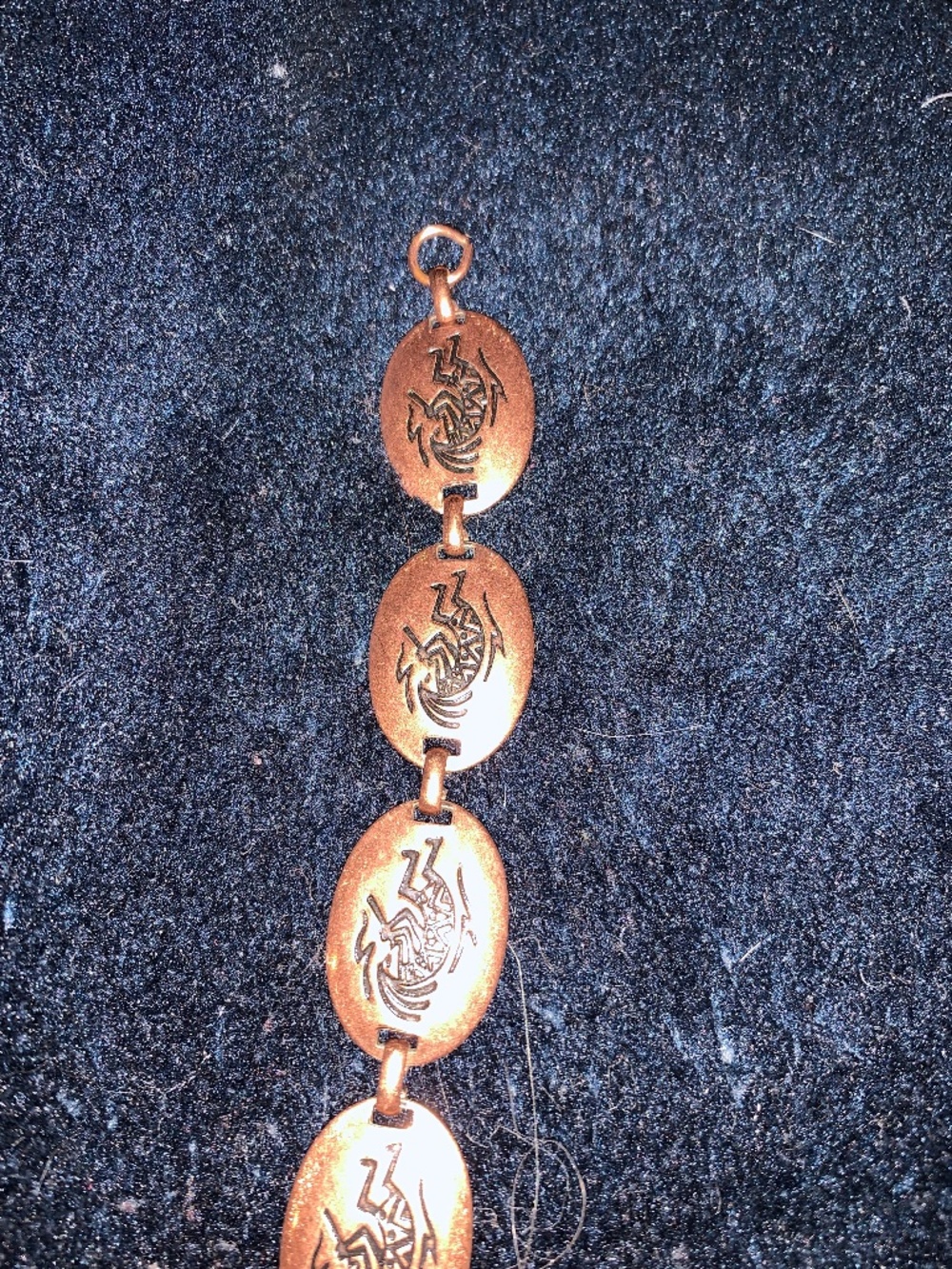 Kokopelli Copper Tone Oval Link Bracelet